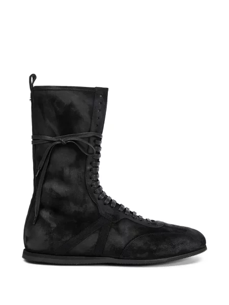 Sneakerși Ann Demeulemeester cu șireturi din piele de căprioară negru