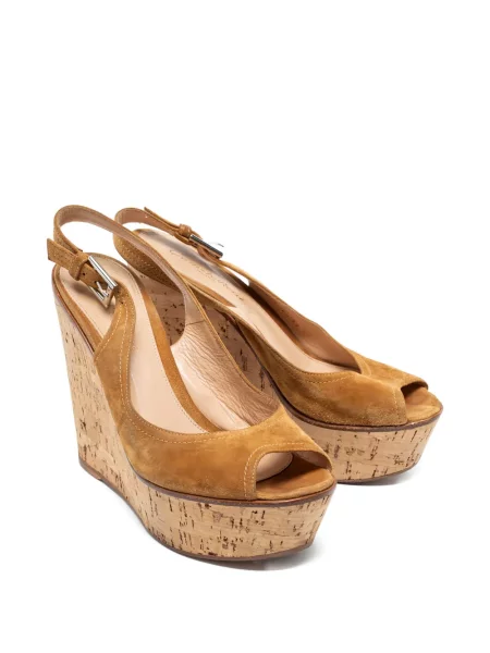 Sandale Gianvito Rossi din piele cu pană maro
