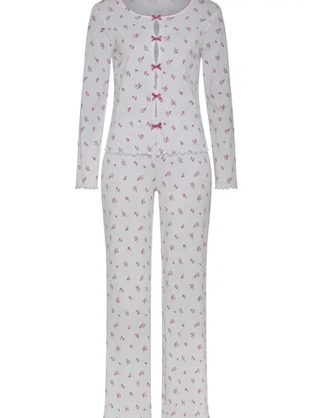 LSCN by LASCANA Pijama verde / roz / roz închis alb