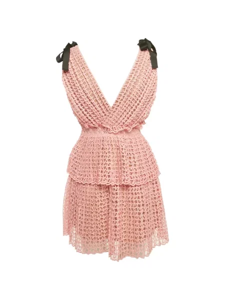 Rochie mini Self-portrait cu funde roz