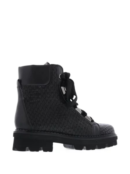 Botine Paris Punk cu șireturi din dantelă negru