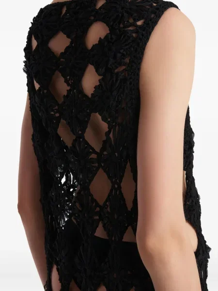 Rochie maxi Khaite cu model floral ajurata negru