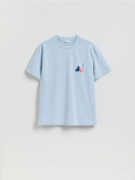 Reserved Tricou comfort fit cu imprimeu albastru-pal albastru