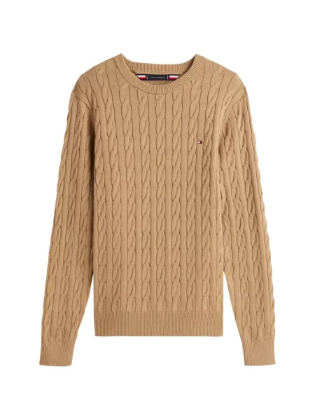 Pulover Tommy Hilfiger cu broderie maro
