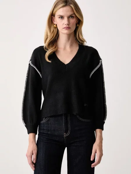 Guess pulover pentru femei cu amestec de lână AMELIE negru