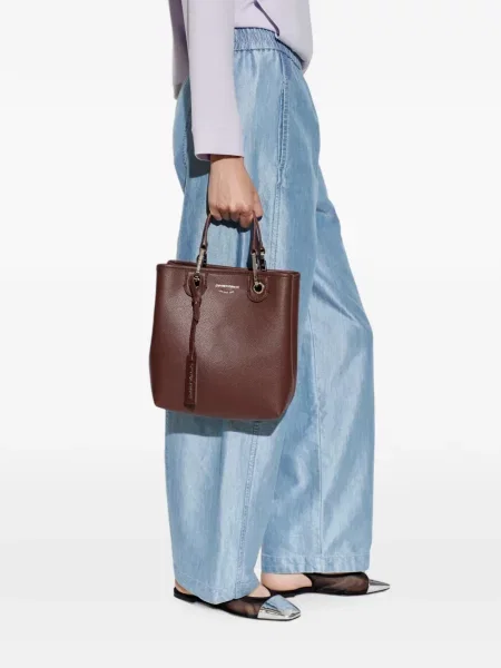 Geantă shopper Emporio Armani cu imagine maro
