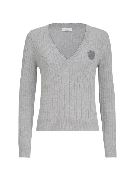 Pulover Brunello Cucinelli cu autograf gri