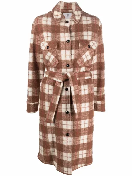 Palton Woolrich în carouri cu imagine maro