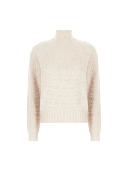 Sweter z golfem Fendi beżowy