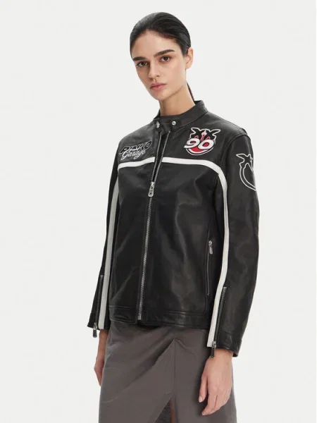 PINKO Geacă de piele negru