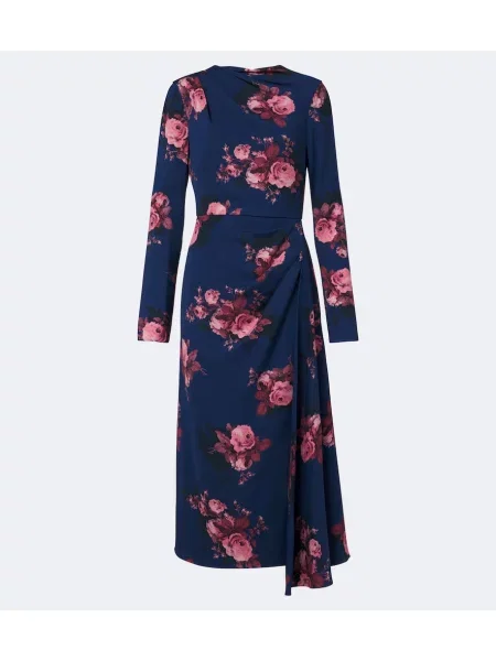 Rochie midi Erdem cu model floral din jerseu albastru
