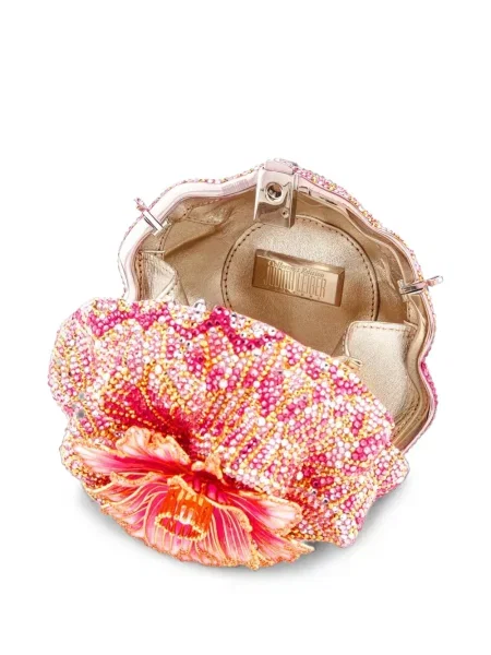 Geantă plic Judith Leiber cu model floral roz