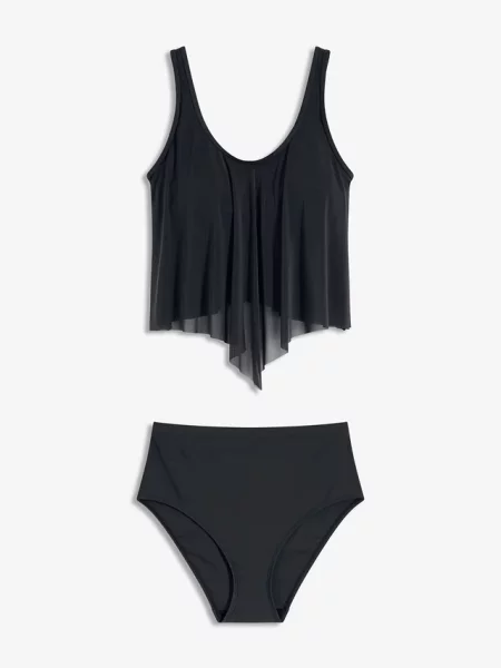 Tankini z prześwitującą siateczką 2 części czarny