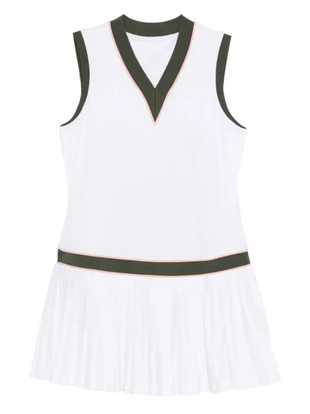 Плисирана костюм мини рокля Varley с V-образно деколте бяло