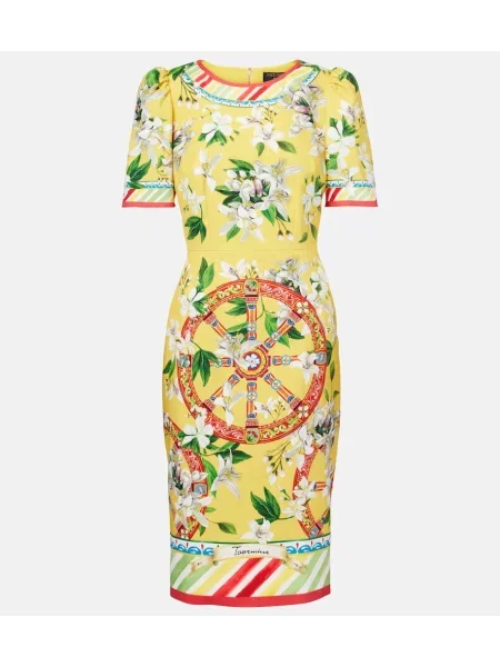 Rochie midi Dolce&gabbana cu imagine până la genunchi de costum galben