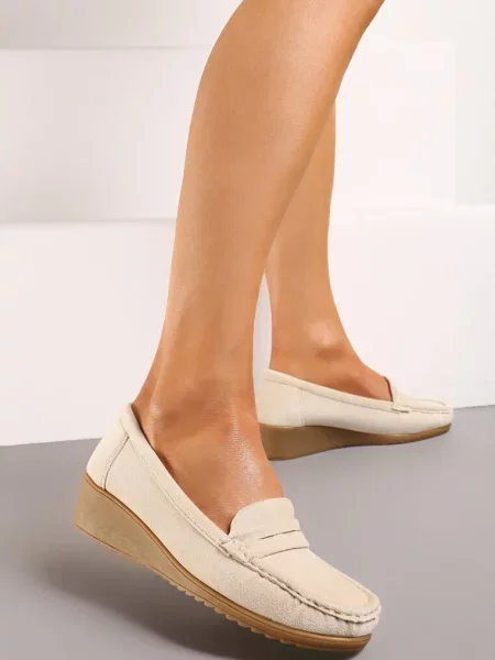 Pantofi cu platformă în stil mocasini Rosagrace bej