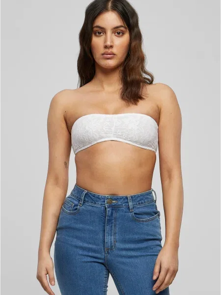 Sutien bandeau Urban Classics cu șireturi alb