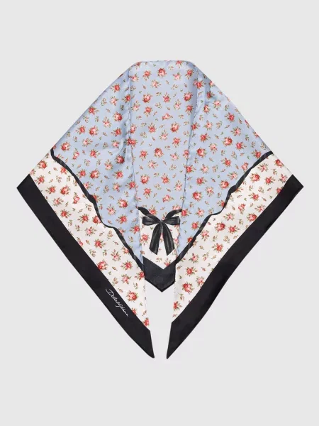 Хустка із шовку в принт Dolce&gabbana блакитна