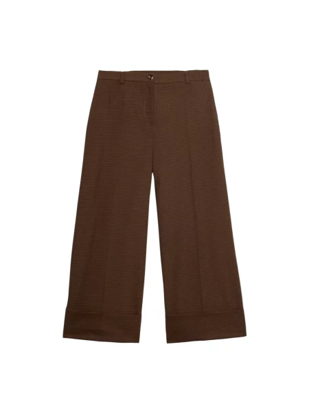 Spodnie Oltre w pepitkę o krotszym kroju brązowe