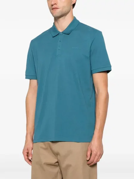 Tricou polo Hugo cu autograf albastru