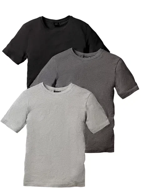 T-shirt regular fit 3 szt. szara