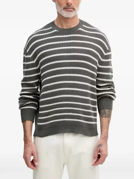 Pulover Armani Exchange cu dungi cu decolteu rotund gri