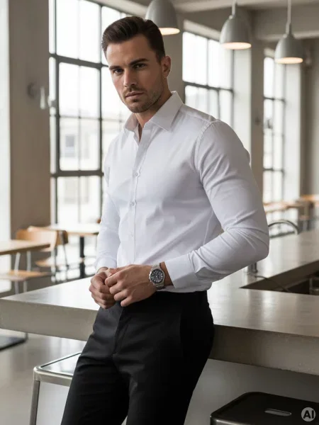 Koszula SLIM FIT elegancka gładka Dstreet biała