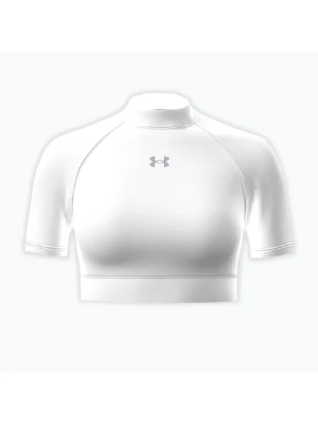 Tricou de antrenament pentru femei Under Armour HeatGear Crop Mock white/halo gray alb