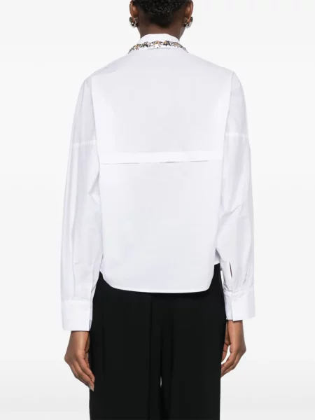 Kołnierzykowy koszula Ermanno Firenze w kwiatki biała