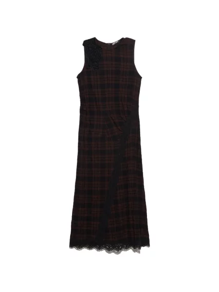 Rochie midi Bimba Y Lola în carouri din dantelă maro