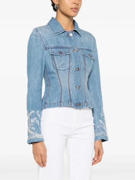 Geacă de blugi Ermanno Scervino cu broderie albastru