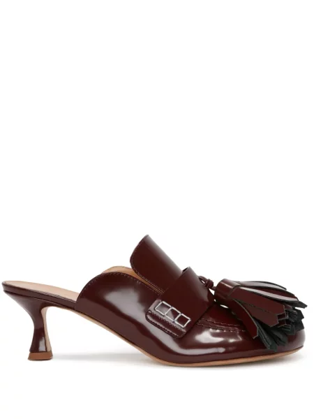 Papuci tip mules Jw Anderson din piele roșu