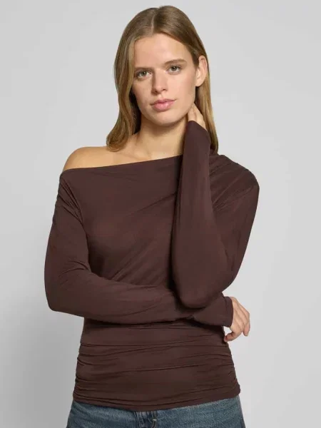 Bluzka z długim rękawem o kroju regular fit w stylu odkryte ramiona model RINA' Topshop