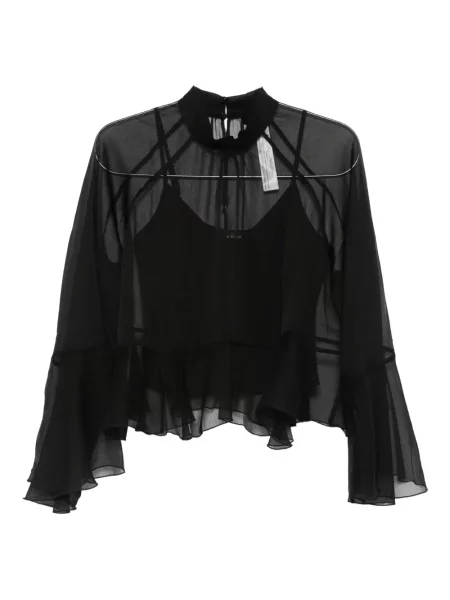 Top Twinset cu volane negru