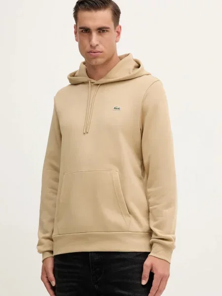 Суичър с качулка Lacoste с качулка бежово