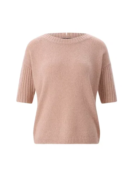 Dzianinowy sweter Luisa Cerano z okrągłym dekoltem różowy