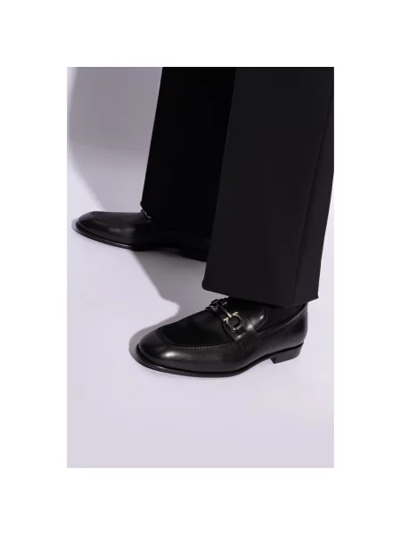 Półbuty Salvatore Ferragamo skórzane wsuwane czarne