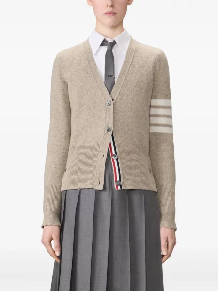 Cardigan Thom Browne cu dungi cu decolteu în V