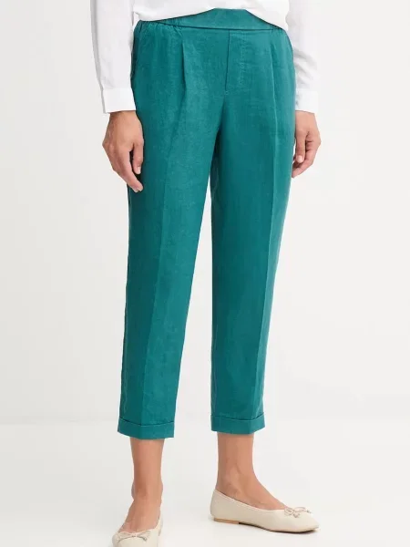 United Colors of Benetton pantaloni din in drept high waist verde