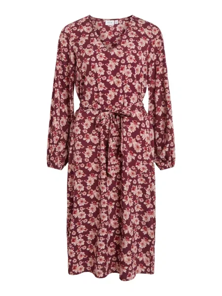 VILA Rochie roz pal / roşu închis alb