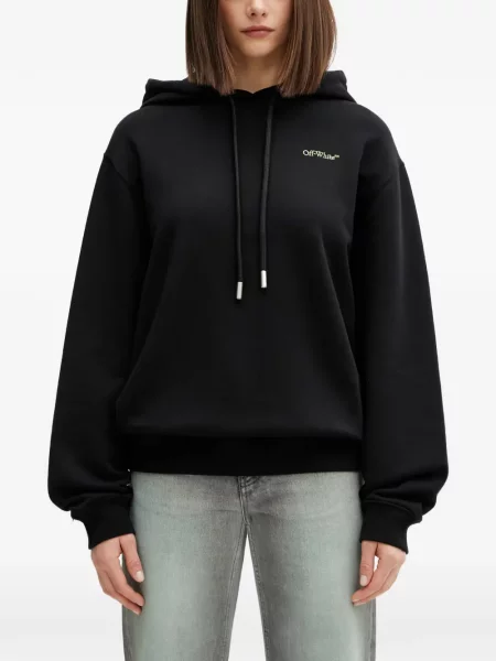 Hanorac cu glugă Off-white cu model floral alb