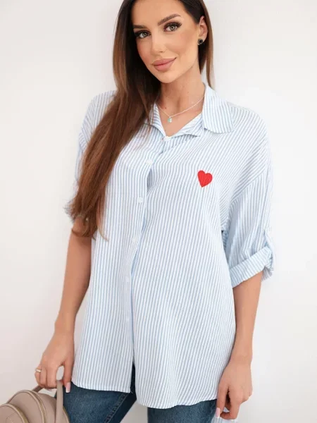 Bluză Kesi Włoski din dantelă cu motiv cu inimi alb