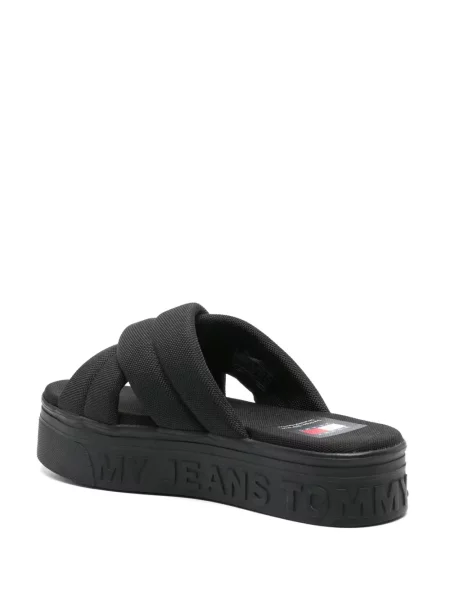 Sandale Tommy Jeans cu platformă cu autograf negru