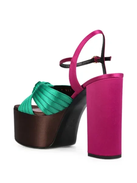 Sandale Valentino Garavani din satin cu platformă verde