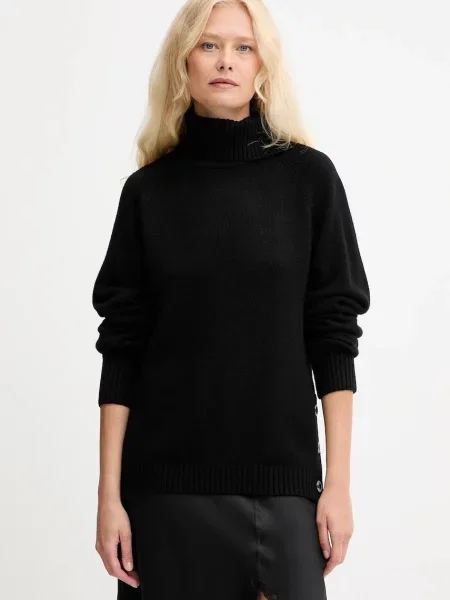 Silvian Heach sweter z domieszką wełny DIOUF lekki z golfem czarny