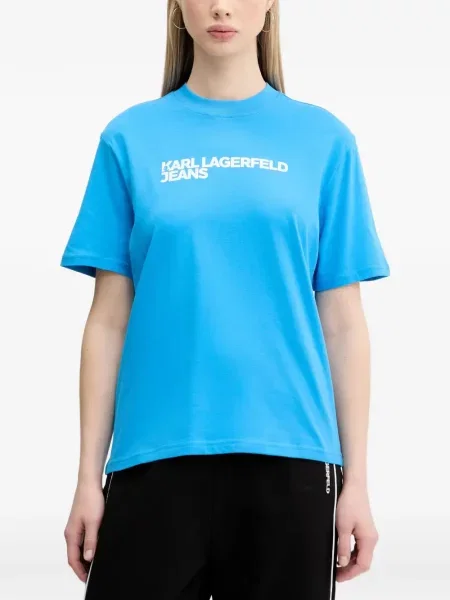 Tricou Karl Lagerfeld Jeans cu imagine albastru
