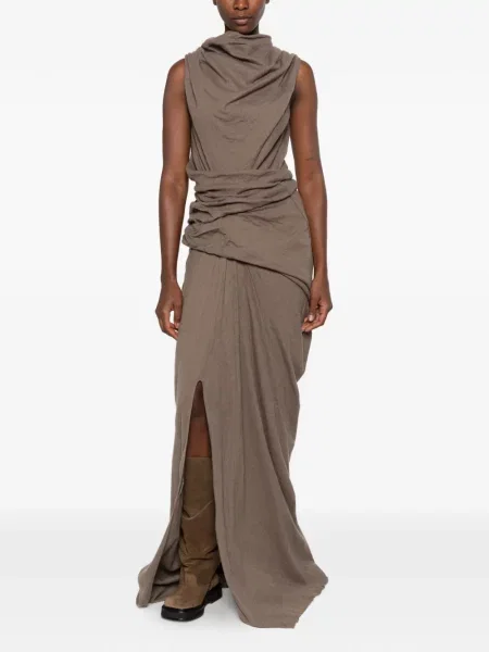 Rochie Rick Owens asimetrică drapată gri