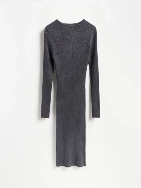 Reserved Rochie maxi din jerseu cu conținut ridicat de gri-închis gri