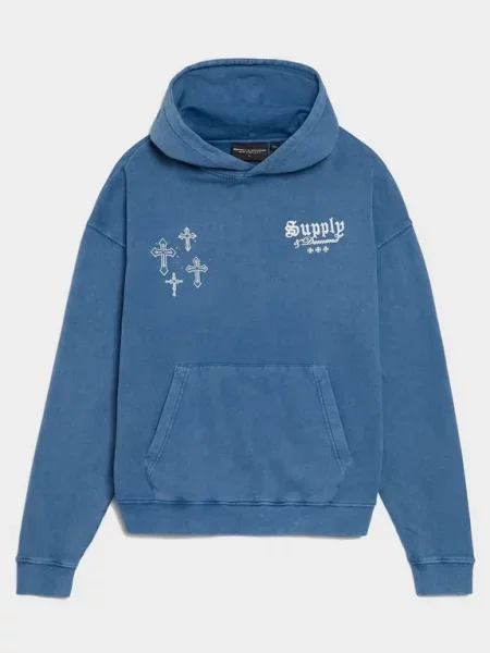 Supply&demand Bluza Z Kapturem Crosses Hd Blu-Cpbl niebieska