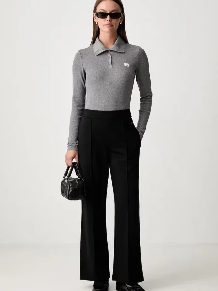 Tricou cu mânecă lungă Calvin Klein Jeans gri